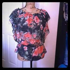 Sheer Floral Blouse